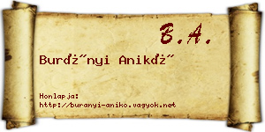Burányi Anikó névjegykártya