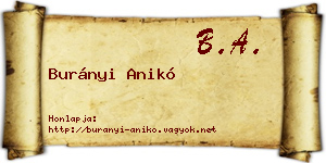Burányi Anikó névjegykártya